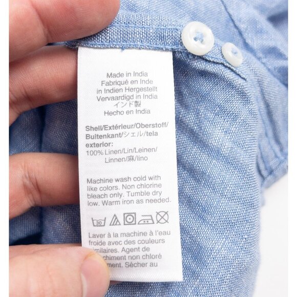 J. Crew Irish Linen Shirt Men's XL Classic Fit Baird McNutt Blue Short Sleeve - Picture 5 of 14